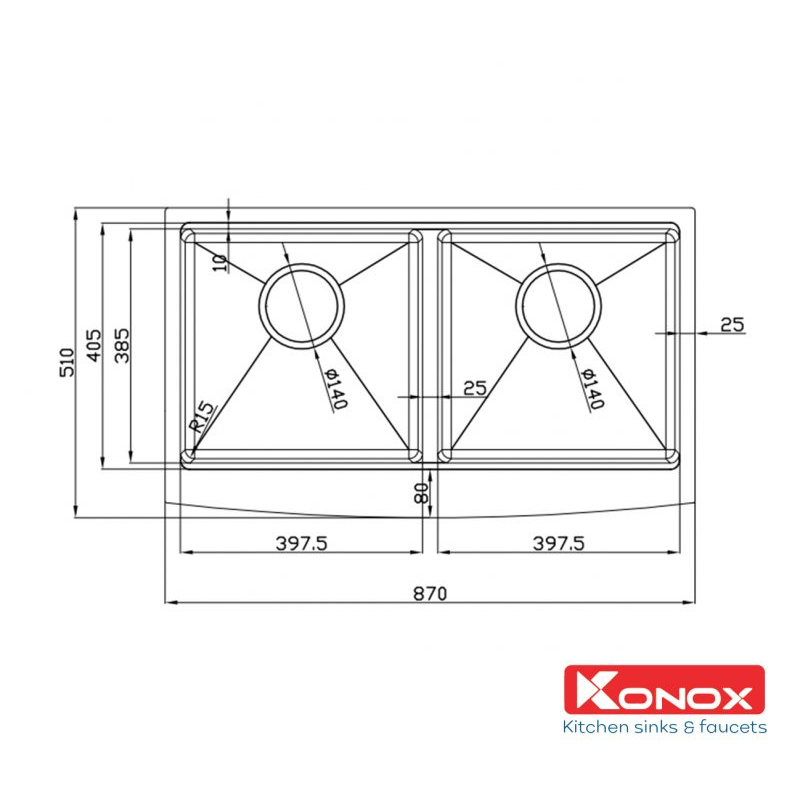 Chậu rửa bát Konox Workstation Sink – Apron Sink KN8751DA Curve