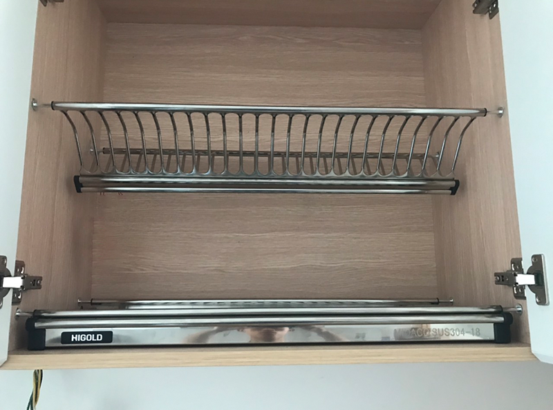 Kệ chén 2 tầng inox âm tủ trên Higold 401070, 401071, 401072, 401073, 401074 lắp đặt âm tủ bếp trên tiện lợi tại Khánh Vy Home
