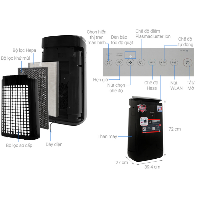 Máy ion và lọc khí Sharp FP-J80EV-H