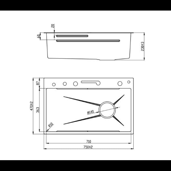 Chậu rửa chén chống xước Wabenform Maadela MDS-7547DFF Lechfall