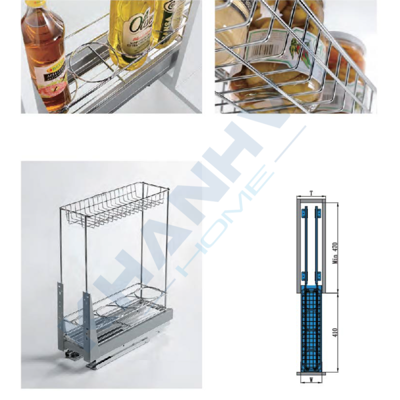 Kệ 2 tầng đựng chai lọ ray giảm chấn Higold 305003