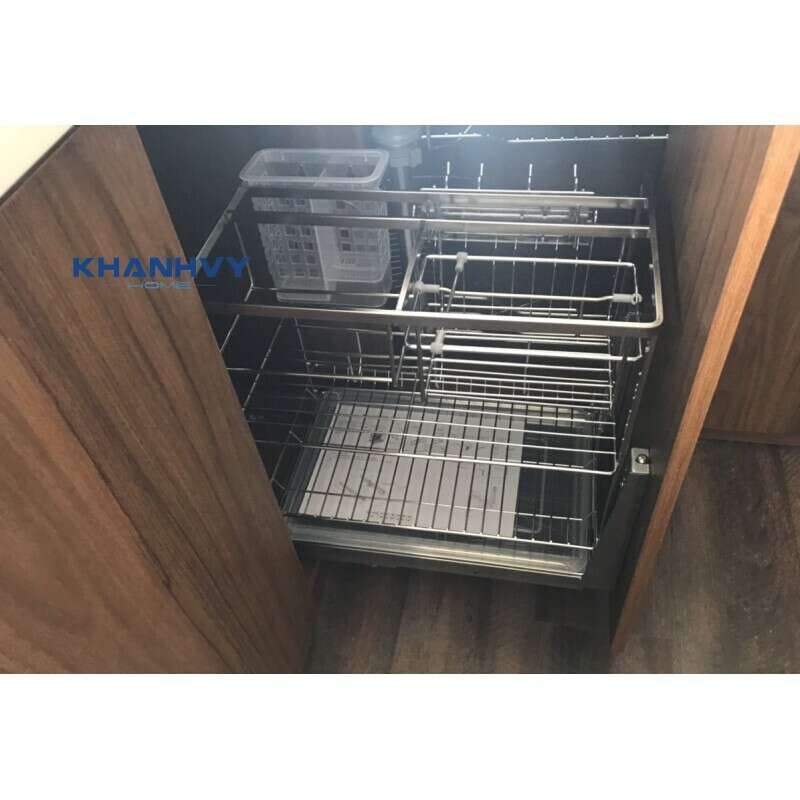 Kệ dao thớt nan dẹt inox bóng, ray giảm chấn Eurogold ES61220