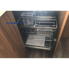 Kệ dao thớt nan dẹt inox bóng, ray giảm chấn Eurogold ES61225