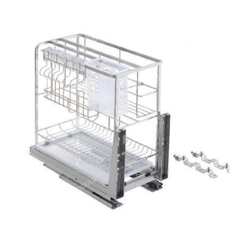 Kệ dao thớt nan dẹt inox mờ, ray giảm chấn Eurogold EP25