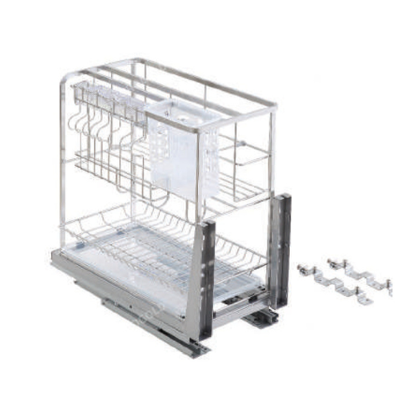 Kệ dao thớt nan dẹt inox mờ, ray giảm chấn Eurogold EPD5240