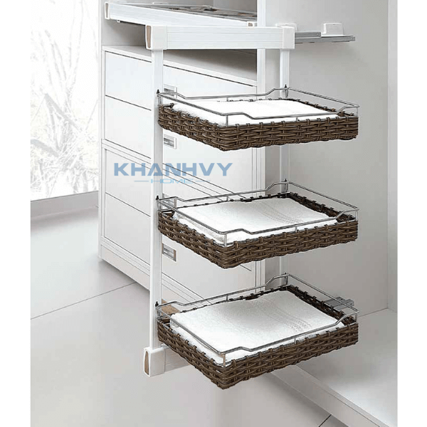 Kệ để đồ 3 tầng, ray giảm chấn, giỏ mây Eurogold EUA5190