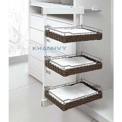 Kệ để đồ 3 tầng, ray giảm chấn, giỏ mây Eurogold EUA5190