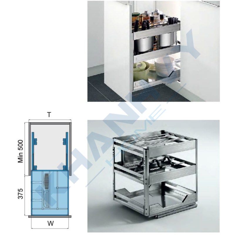 Kệ gia vị dụng cụ inox bản ray giảm chấn Higold 306004