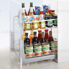 Kệ gia vị inox nan vuông, ray giảm chấn Eurogold ERO2030B2