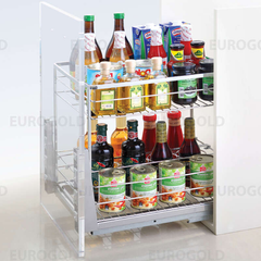Kệ gia vị inox nan vuông, ray giảm chấn Eurogold ERO2035B2