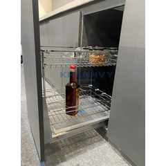 Kệ gia vị inox nan vuông, ray giảm chấn Eurogold ERO2040B2