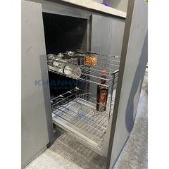 Kệ gia vị inox nan vuông, ray giảm chấn Eurogold ERO2040B2