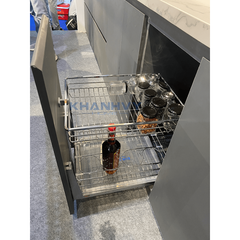 Kệ gia vị inox nan vuông, ray giảm chấn Eurogold ERO2040B2