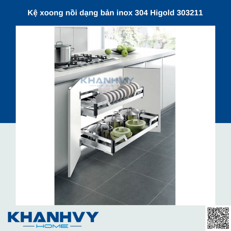 Sản phẩm kệ xoong nồi dạng bản inox 304 303211, 303212, 303213, 303214 chính hãng Higold tại Khánh Vy Home