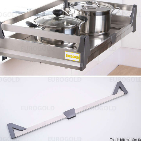 Kệ xoong nồi hộp 2 lớp đáy âm tủ Eurogold EU131750