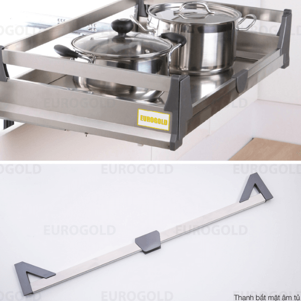 Kệ xoong nồi hộp 2 lớp đáy âm tủ Eurogold EU131800