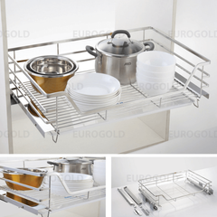 Kệ xoong nồi inox mờ cao cấp, gắn cánh âm tủ Eurogold EP60B