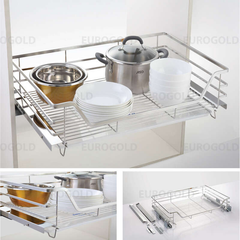 Kệ xoong nồi inox mờ cao cấp, gắn cánh âm tủ Eurogold EPD6275