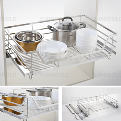 Kệ xoong nồi inox mờ cao cấp, gắn cánh âm tủ Eurogold EP75B