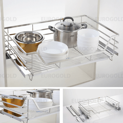 Kệ xoong nồi inox mờ cao cấp, gắn cánh âm tủ Eurogold EP80B