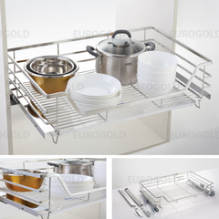 Kệ xoong nồi inox mờ cao cấp, gắn cánh âm tủ Eurogold EP90B