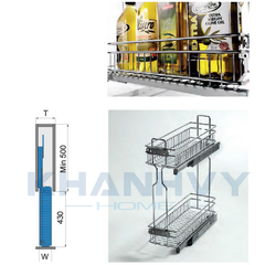 Kệ gia vị 2 tầng đựng chai lọ ray giảm chấn Higold 304099