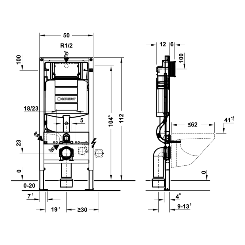 Két nước âm Geberit Duofix 588.53.914