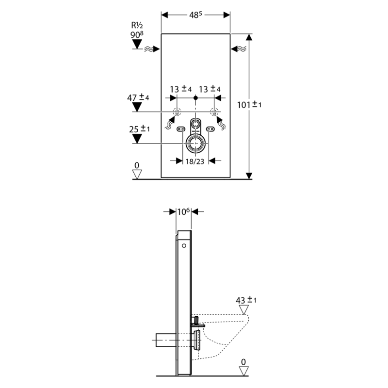 Két nước sát tường Geberit Monolith 588.53.701