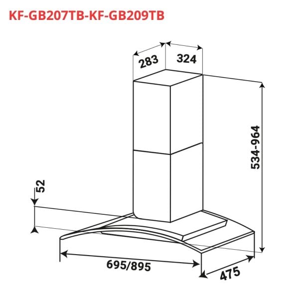 Máy hút mùi kính cong Kaff KF-GB209TB