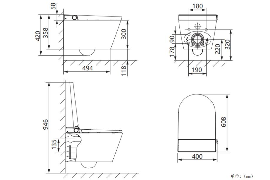 Bàn cầu thông minh treo tường Jomoo ZD8611-SA-CJM220