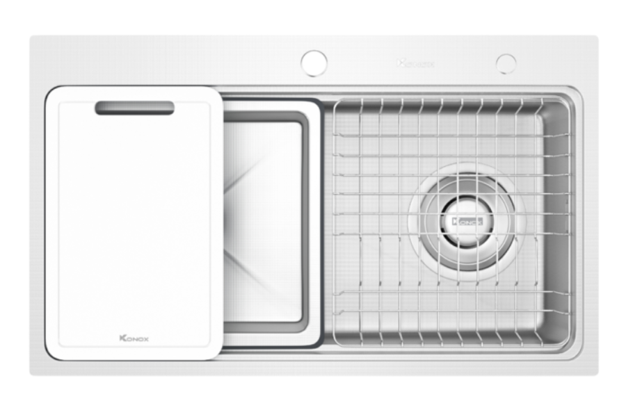 Chậu rửa bát Konox KN8048TS Dekor 1 hố chống xước Workstation Sink