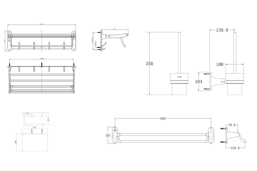 Bộ phụ kiện phòng tắm 4 món Jomoo 934616-1B1-1