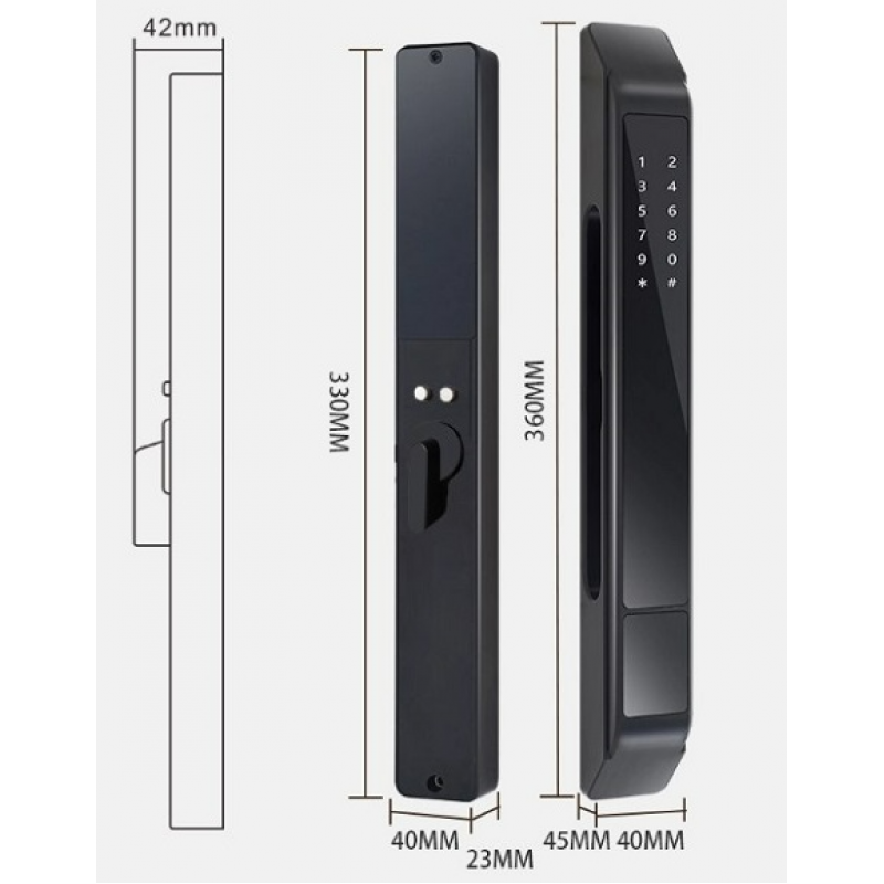 Khóa cửa nhôm vân tay hubert HB CN79 Black Bluetooth