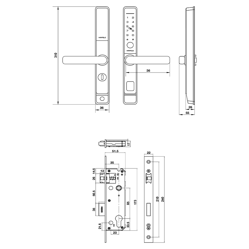 Khóa điện tử Hafele DL6600 912.20.145