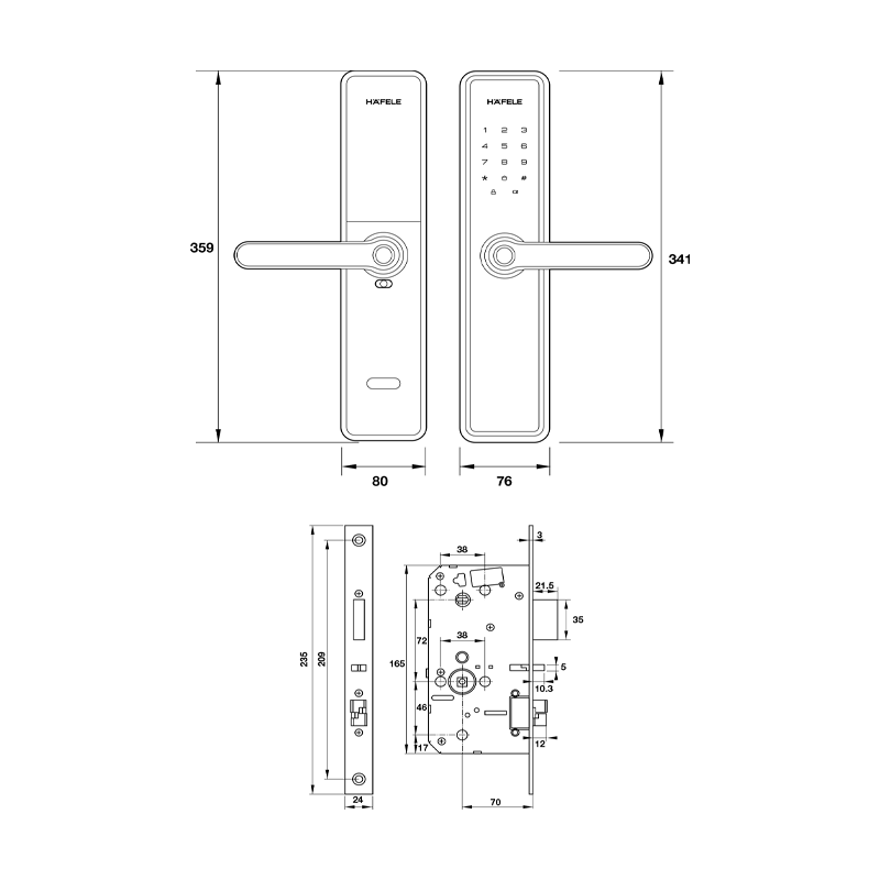 Khóa điện tử Hafele DL7600 912.20.230