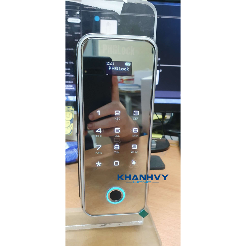 Khóa điện tử PHGlock FG3605W-SMS Remote vân tay cửa kính màu bạc