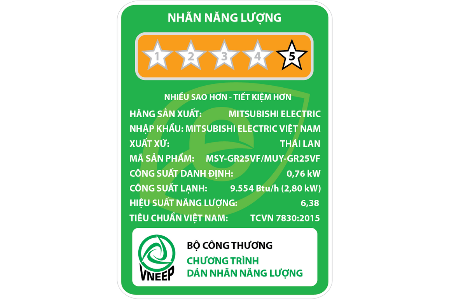 Máy lạnh Mitsubishi Electric MSY-GR25VF Inverter 1 chiều 9.554 BTU 1HP