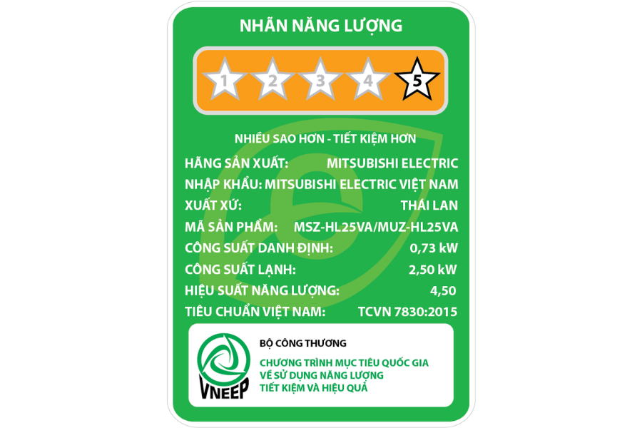 Máy lạnh Mitsubishi Electric MSZ-HL25VA Inverter 2 chiều 9.000 BTU 1HP