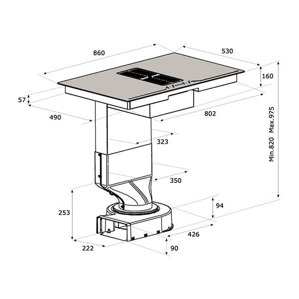 Bếp từ kết hợp máy hút khói khử mùi Malloca HIH-904 SLIM