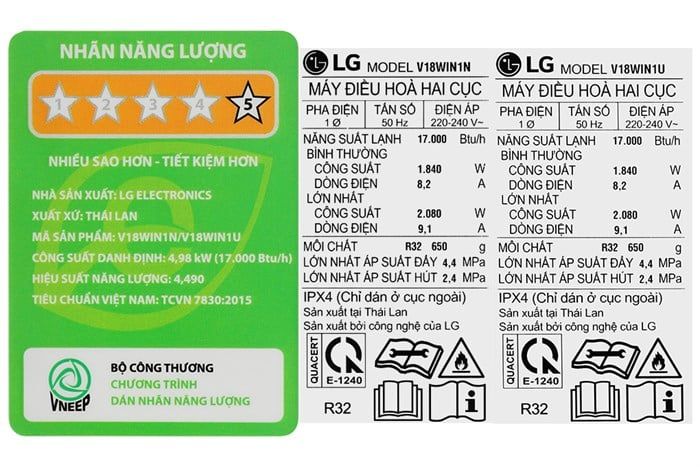 Máy lạnh LG V18WIN1 DUALCOOL Inverter 1 chiều 18.000 BTU 2HP