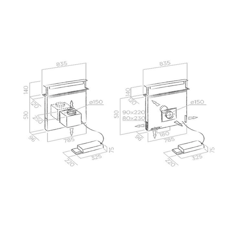 Máy hút mùi âm bàn Elica PANDORA BL/F/90 PRF0120979