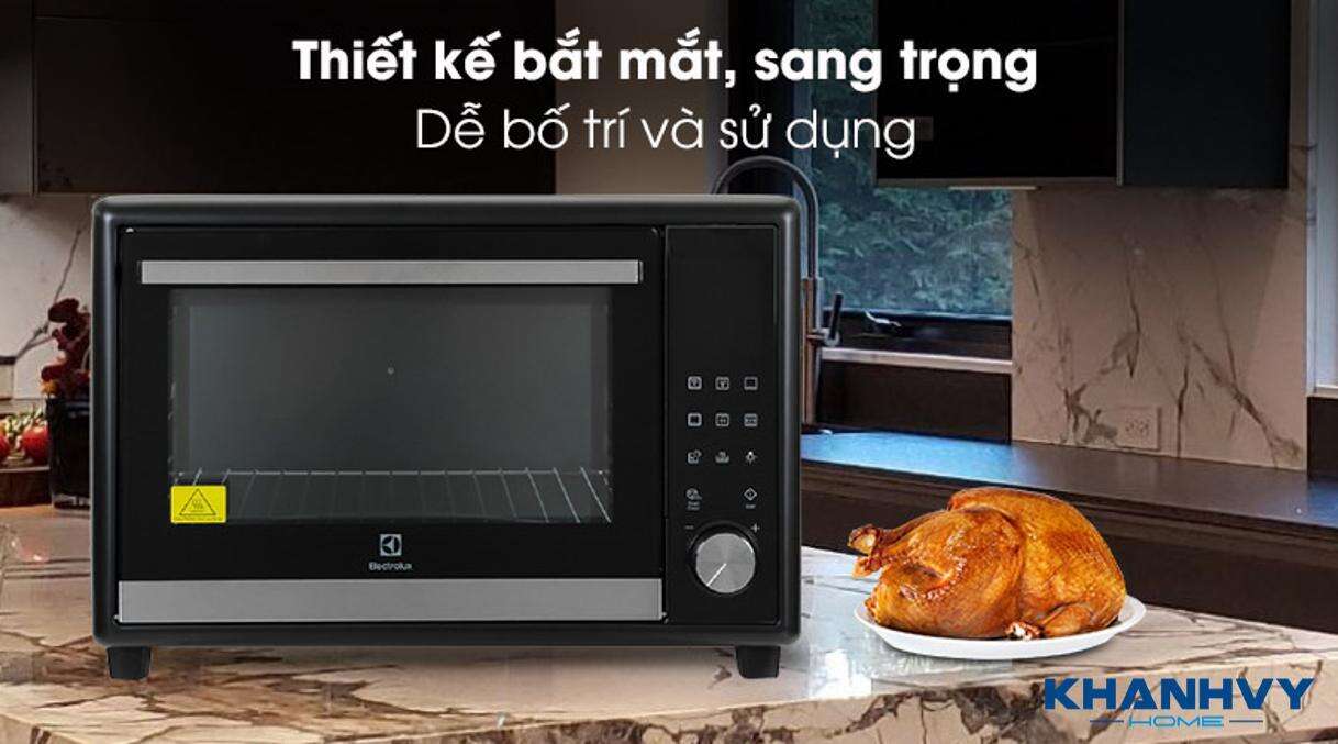 Lò nướng để bàn Electrolux EOT40DBD sở hữu thiết kế đơn giản nhưng sang trọng, phù hợp với mọi không gian lắp đặt