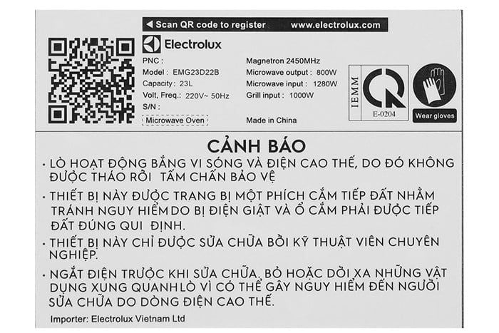 Lò vi sóng có nướng Electrolux EMG23D22B