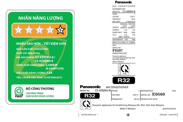 Máy lạnh Panasonic CU/CS-XZ9ZKH-8 Inverter 2 chiều 8.530 BTU 1 HP