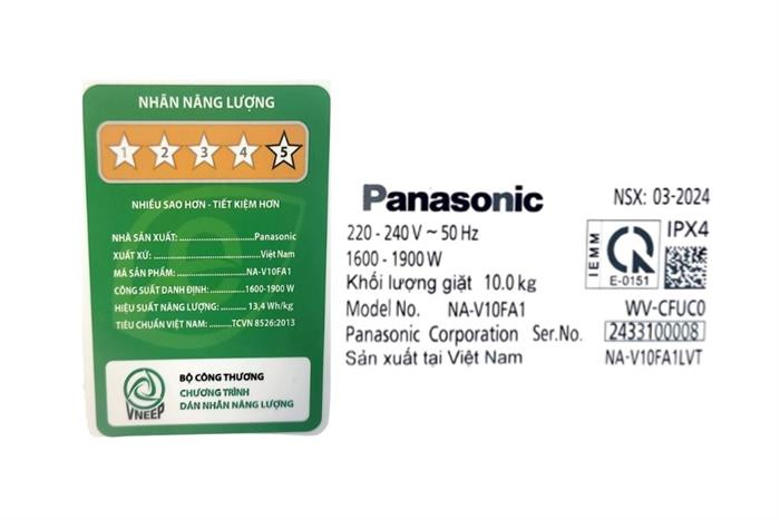 Máy giặt Panasonic NA-V10FA1LVT cửa trước 10kg