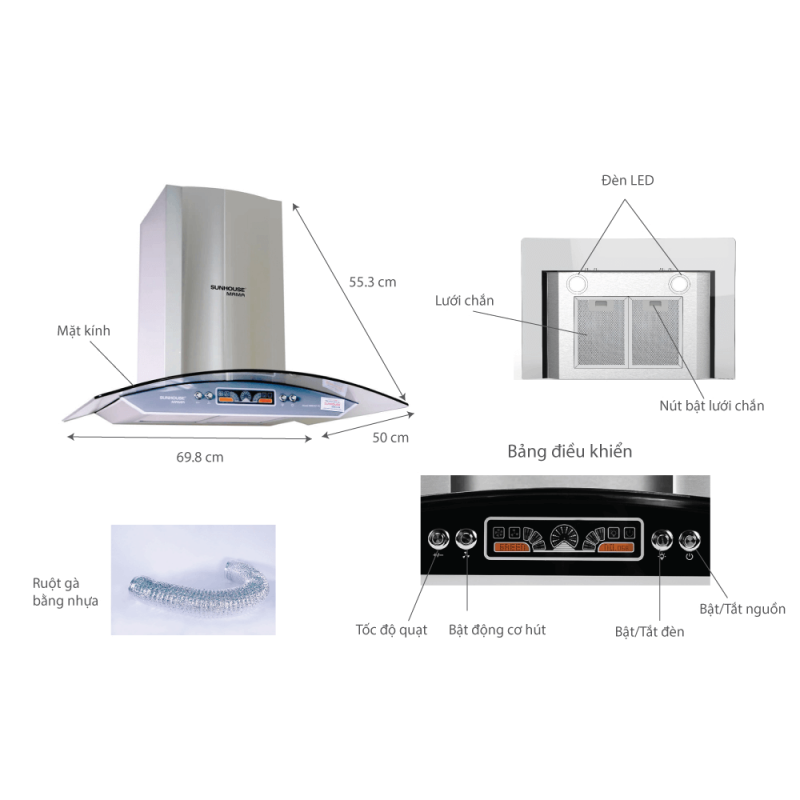 Máy hút khói khử mùi SUNHOUSE MAMA MM6707-70