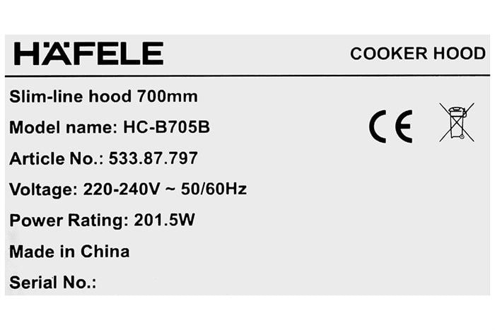 Máy hút mùi Hafele 533.87.797 HC-B705B 70cm
