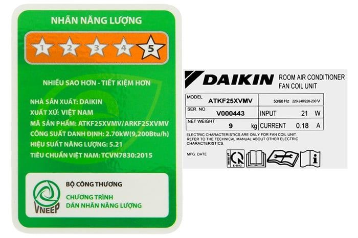 Máy lạnh Daikin FTKF50ZVMV/RKF50ZVMV Inverter 1 chiều 18.000 BTU 2HP