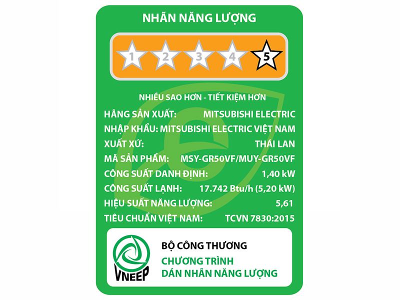 Máy lạnh Mitsubishi Electric MSZ-HT50VF Inverter 2 chiều 18.000 BTU  2 HP