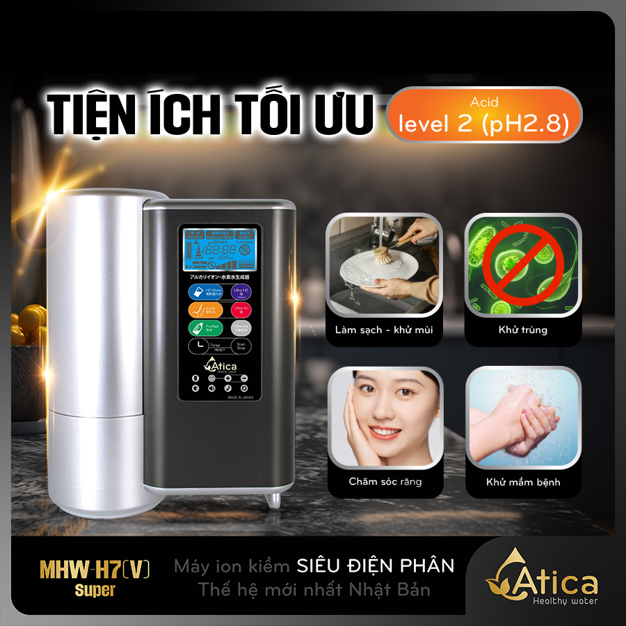 Máy lọc nước ion kiềm siêu điên phân Atica Super MHW-H7(V)